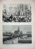 Antique Old Print 1887 Prince Wales Devon Cornwall Truro Cathedral Raglan 19th