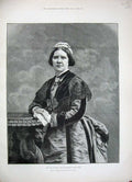 Original Old Antique Print 1887 Madame Lind-Gschmidt Jenny Lind Theatre Exeter