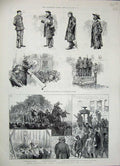 Original Old Antique Print 1887 Unemployed London Clerkenwell Trafalgar Covent