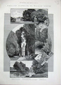 Old Antique Print 1887 English Homes Wilton House Garden Bridge Lake Art 19th