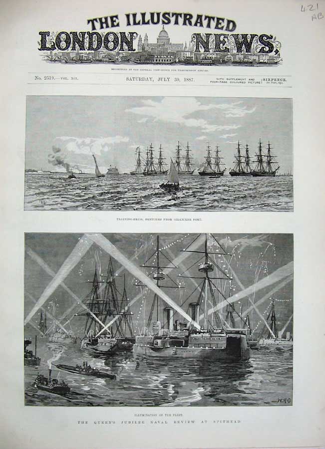 Antique Old Print 1887 Training Brigs Queen'S Jubilee Ship Albert Alberta 19th