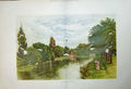 Original Old Antique Print 1887 Damaged Colour View Mapledurham River Trees