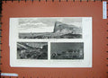 Original Old Antique Print 1887 Queen Jubilee Gibraltar Illiminations Alameda