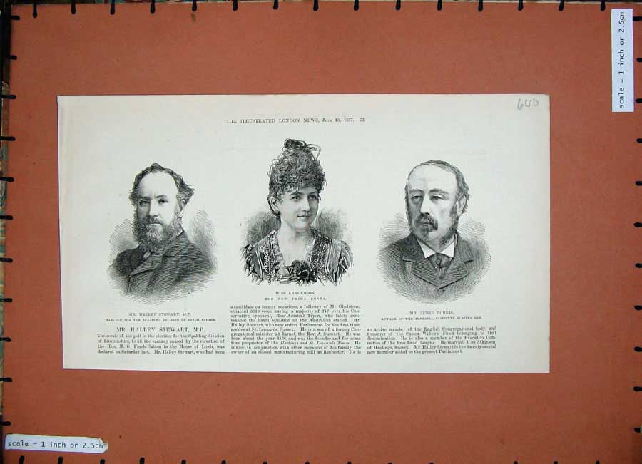 Original Old Antique Print 1887 Arnson Prima Donna Halley Stewart Morris Author