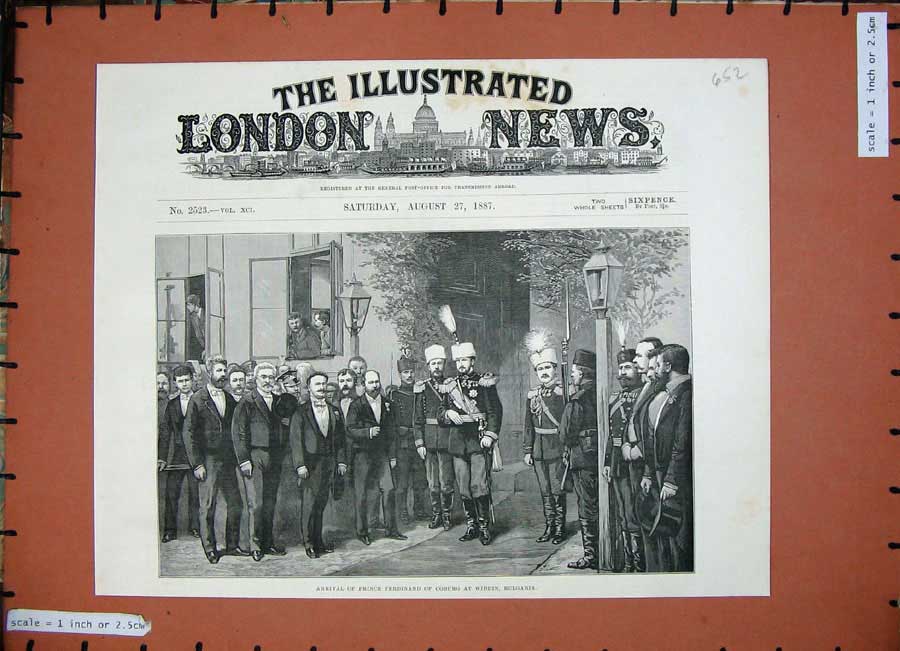 Original Old Antique Print Arrival Prince Ferdinand Coburg Widdin Bulgaria 1887