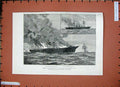 Original Old Antique Print 1887 Burning Steam Ship City Montreal Atlantic Ocean