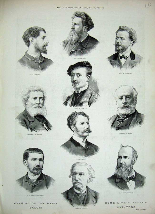 Original Old Antique Print 1888 French Painters Jacquet Luminais Dupray Herbert
