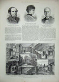 Original Old Antique Print 1888 Austin-Friars Walsham Olga Munster Walsh Editor