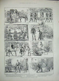 Original Old Antique Print 1888 Siers War Civilians India Horses Army Victorian