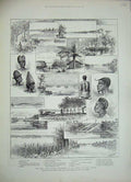 Original Old Antique Print 1888 Emin Pasha River Congo Aruwimi Natives Stanley
