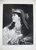 Original Old Antique Print 1888 Fine Art Portrait Egyptian Princess Sichel 19th