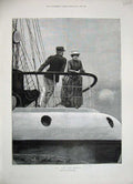 Original Old Antique Print 1888 Julius Price Fine Art Lady Man Ship Sea Romance