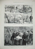 Old Antique Print 1888 Anglo-Danish Exhibition Prince Wales Amager People 19th
