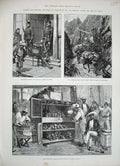 Original Old Antique Print 1888 Beer Fruit Stall Wharf Puerto Cabello Caraccas
