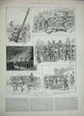 Original Old Antique Print 1888 Agarian Riots Roumania Peasants Railway Siers