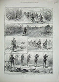 Original Old Antique Print 1888 Cyclists Easter Volunteer Ta Army Siers Sport