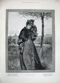Original Old Antique Print 1888 Knowles Fine Art Lady Woman Winter Fur Weather