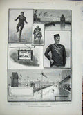 Old Antique Print 1888 Ice Skating Amsterdam Sport Jurgens Schilling Art 19th