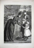 Old Antique Print 1888 Princess Wales Selling Flowers Charity Bazaar Art 19th