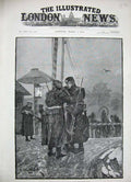 Original Old Antique Print 1888 Russian German Frontier Guards War Siers Art