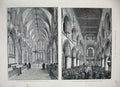 Original Old Antique Print 1888 Southwell Cathedral Nottinghamshire Nave Choir