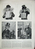 Original Old Antique Print 1888 Comedy Dogs Costumes Funny 19th