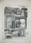 Original Old Antique Print 1888 Ockwells Berks Mediaeval Mansion House Porch