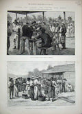 Old Antique Print 1888 Panama Ship Canal Tabemilla Tally Women Railway 19th