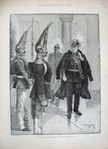Old Antique Print 1888 German Emperor William Prussian Guard Berlin Army 19th