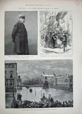 Original Old Antique Print 1888 German Emperor Berlin Palace Siers Siers Art