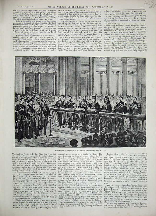 Antique Old Print 1888 Thanksgiving Paul Cathedral Sandringham Abergeldie 19th