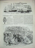 Old Antique Print 1888 Silver Wedding Prince Wales Royal Temple Bridge 19th