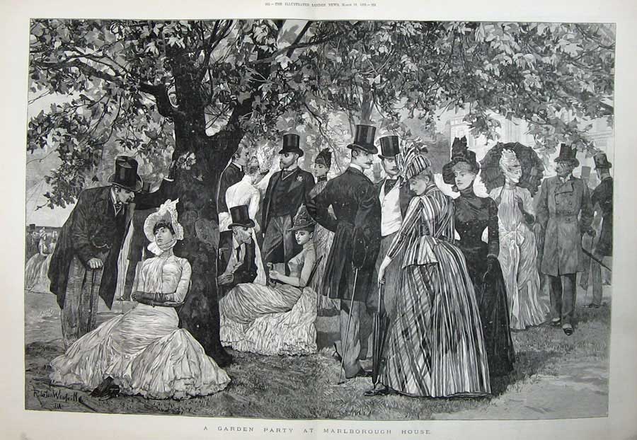 Old Antique Print 1888 Garden Party Marlborough House Woodville Fine Art 19th