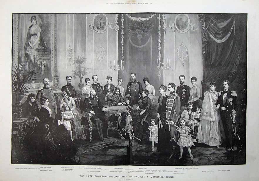 Old Antique Print 1888 Emperor William Royal Family Irene Hesse Prussia 19th
