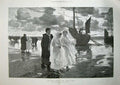 Antique Old Print 1888 Morris Fine Art Fete Dieu Ship Boats Women Dresses 19th