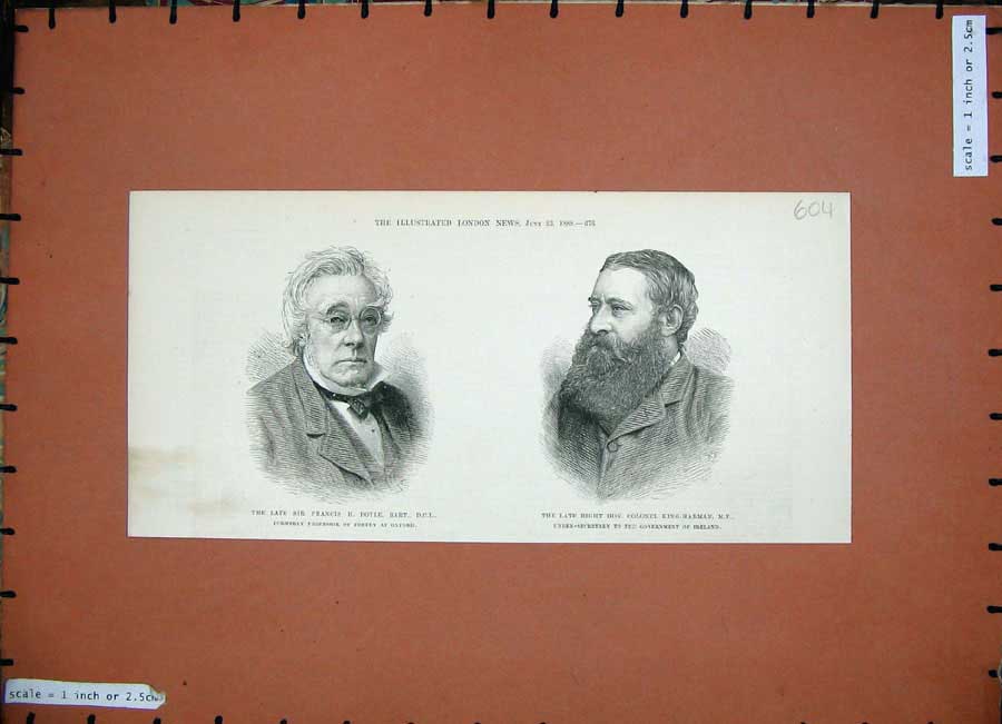 Old Antique Print 1888 Sir Francis Doyle Bart Colonel King-Harman Ireland 19th