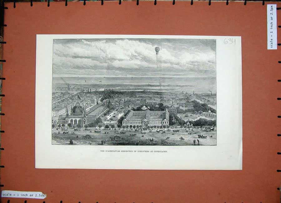 Antique Old Print *0250 1888 Scandinavian Exhibition Industries Copenhagen