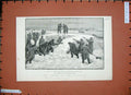 Original Old Antique Print 1888 Army Austrian Troops Fortification Snow Men War