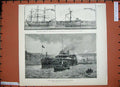 Old Antique Print 1888 Ship Victoria River Tyne Newcastle Britannia Navy 19th