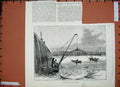 Old Antique Print 1888 Catching Bait Calais Harbour France Fishing Boats 19th