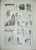 Original Old Antique Print 1888 Ghost Germ Fable Story Illustrations Partridge