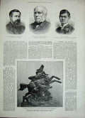 Old Antique Print 1888Model Lawes Bishop Billing Blount Railway Chan-Toon 19th