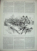 Original Old Antique Print 1888 Hunting Sport Ward Union Hounds Dogs Horses Men