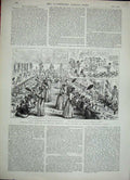 Old Antique Print 1888 British American Naval Officers Honolulu Sandwich 19th