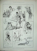 Original Old Antique Print 1888 Captain Swift Haymarket Theatre Lady Staunian
