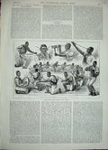 Original Old Antique Print 1888 Malay Religious Ceremony Kalifa Native Men 19th