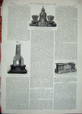 Old Antique Print 1888 Silver Wedding Gift Cigar Case Lamp Tower Casket 19th