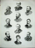 Original Old Antique Print 1888 Belgian Painters Portraits Willems Verlat Clays