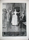 Original Old Antique Print 1888 Fine Art New Year Party Women Men Dancing 19th