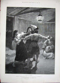 Original Old Antique Print 1888 Forestier Fine Art Barnaby Men Fighting Swords
